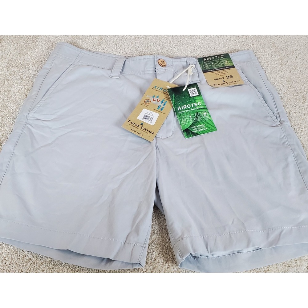 Tailor Vintage Men's Airotec Shorts Gray SZ 29 Actually Measures 31 SlimFit NWTG